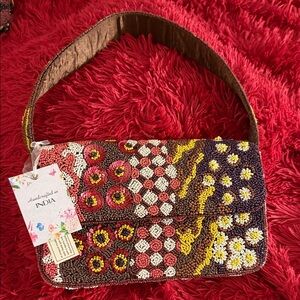 Handcrafted Beaded Shoulder Bag - Multicolor